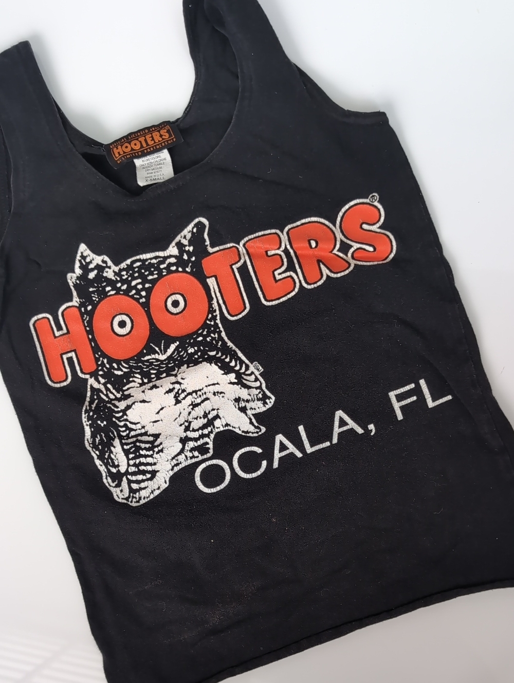 Hooters Black Tank Top with Orange & White Logo